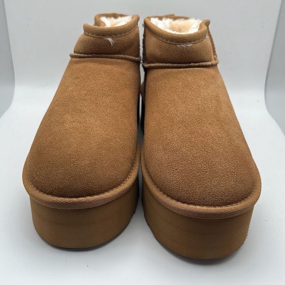 CUSHIONAIRE Women's Genuine Suede pull on platform boot +Memory Foam 9 CHESTNUT - Picture 2 of 7